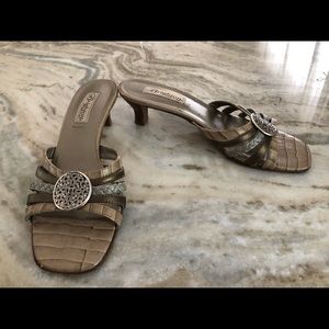 Brighton slides with silver medallion and 1 “ heel